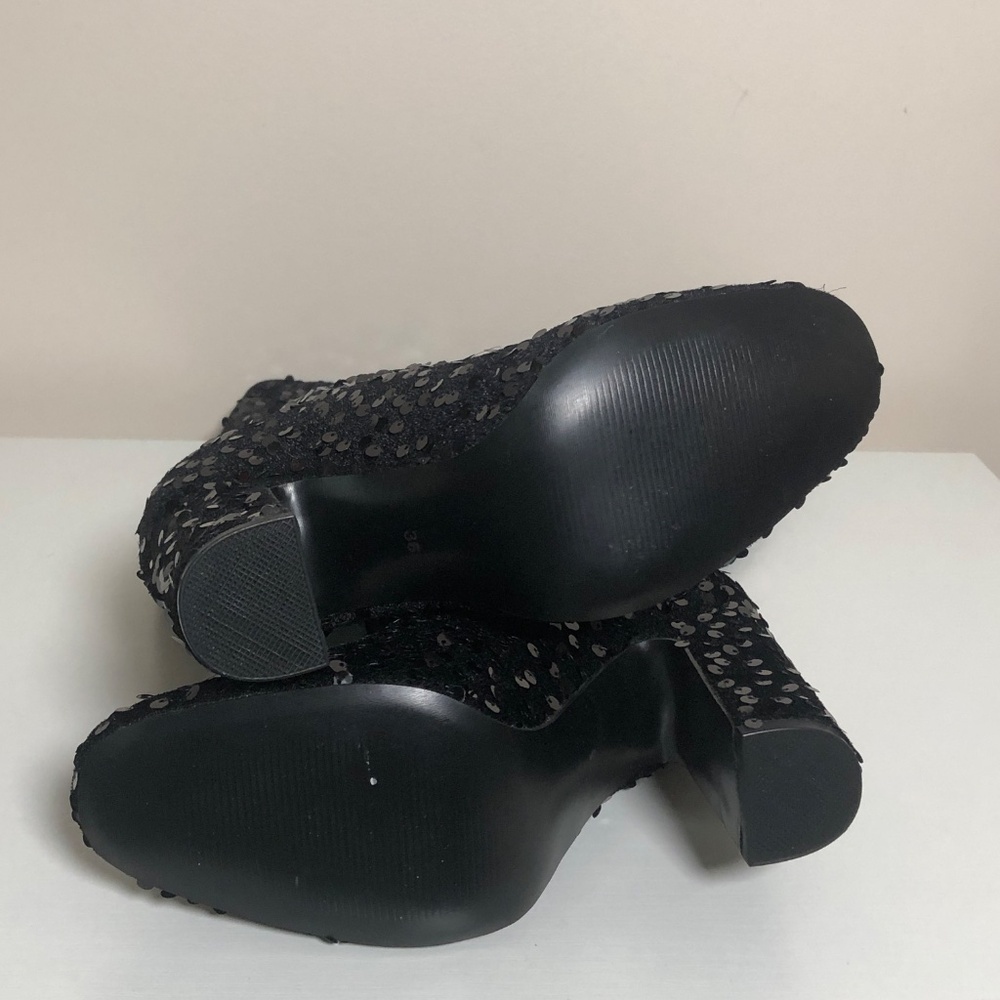 NEW knee high black sequins block heel boots - Picture 4 of 5